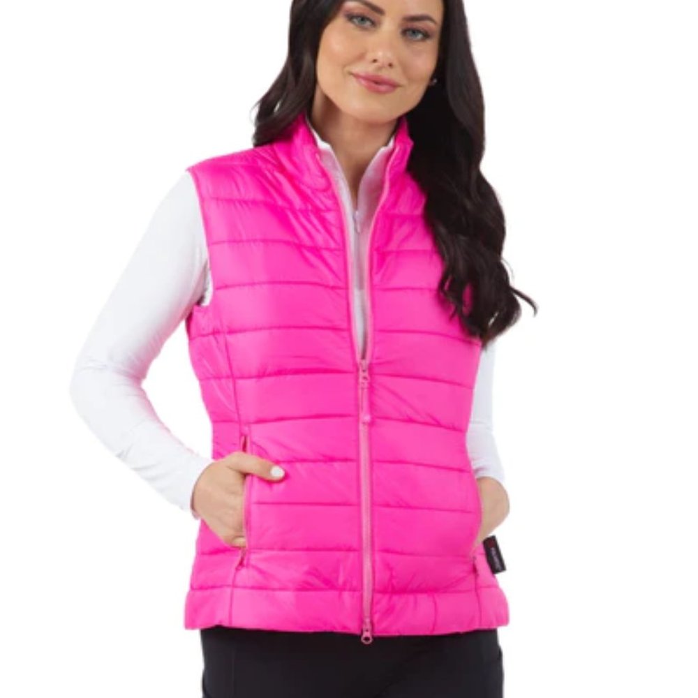 Ibkul 2-Way Quilted Vest Polartec Fill Hot Pink Sizes XL and XXL NWT